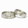 Mokume Gane Trauringe aus Weißgold/Silber