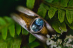 Silberring mit Aquamarin & Blattgold