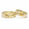 Mokume Gane Trauringe aus Gelbgold {917er}/Silber