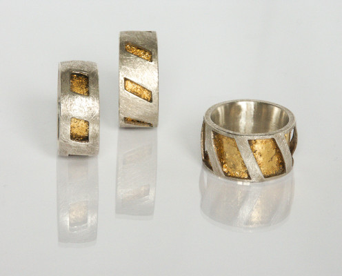 Golden rings aus Silber mit Blattgold - Preis: 185,-€ pro Ring