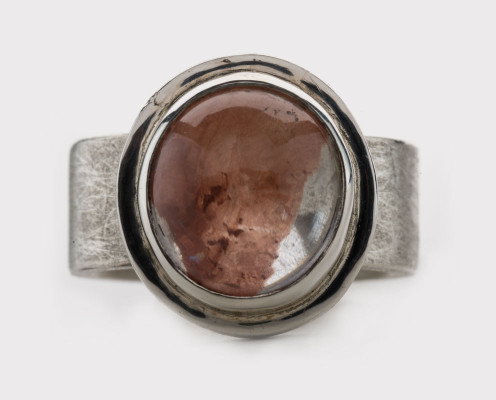 Bicolor Quarz in 925er Silber gefasst, gebürstet
